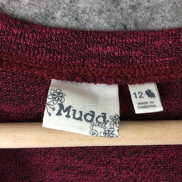 Mudd Tank Top Girls 12 Red Berry Sleeveless Heathered Slub Knit Round Neck Curve - Picture 6 of 11